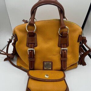 *Rare Vintage* Dooney & Bourke Mustard Satchel Florentine Pebbled Leather